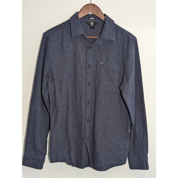 Volcom Caden Men's Blue Flannel Modern Fit Long Sleeve Size M - Picture 1 of 5